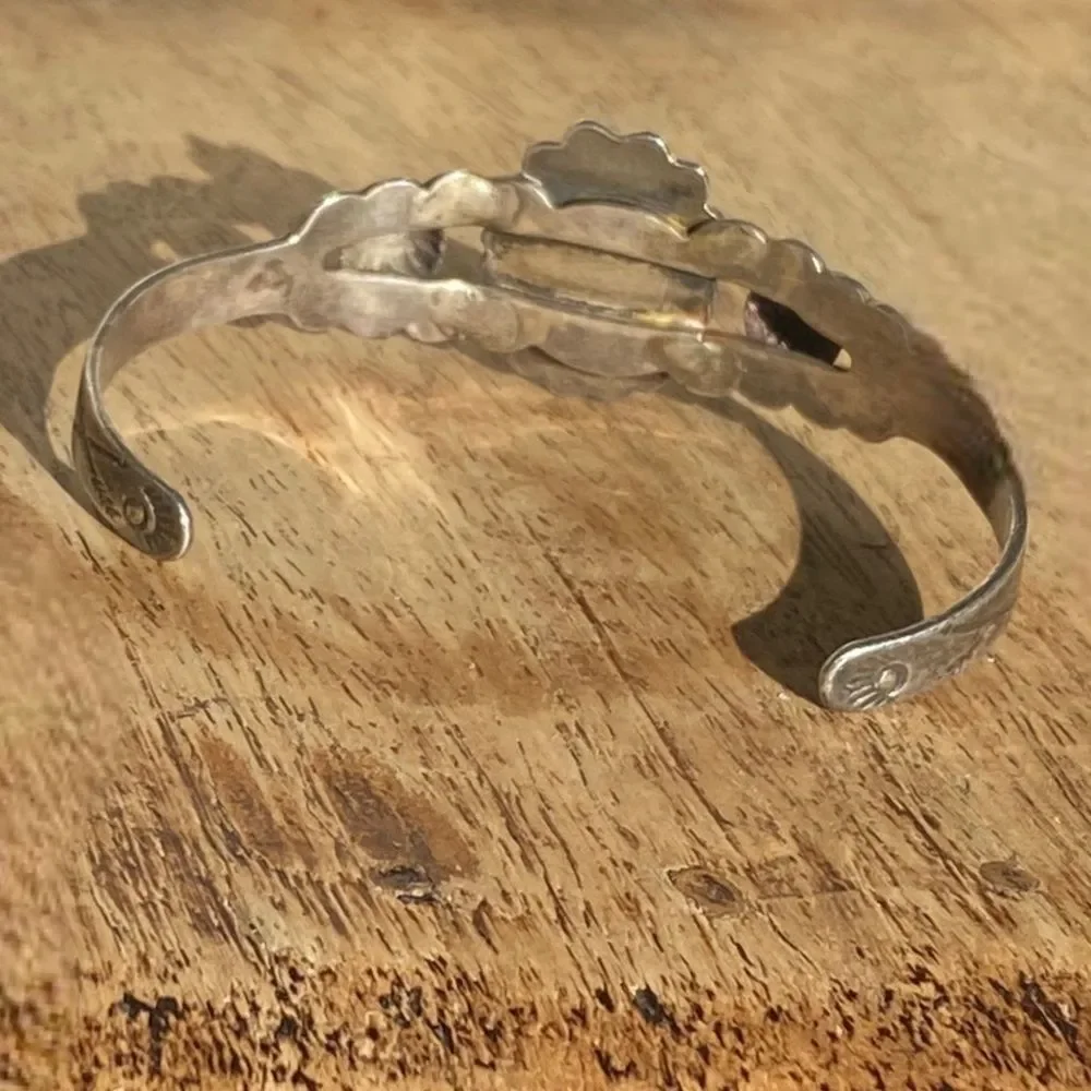 Gorgeous antique Native American made sterling and turquoise bracelet🌵🌞 - Picture 2 of 5